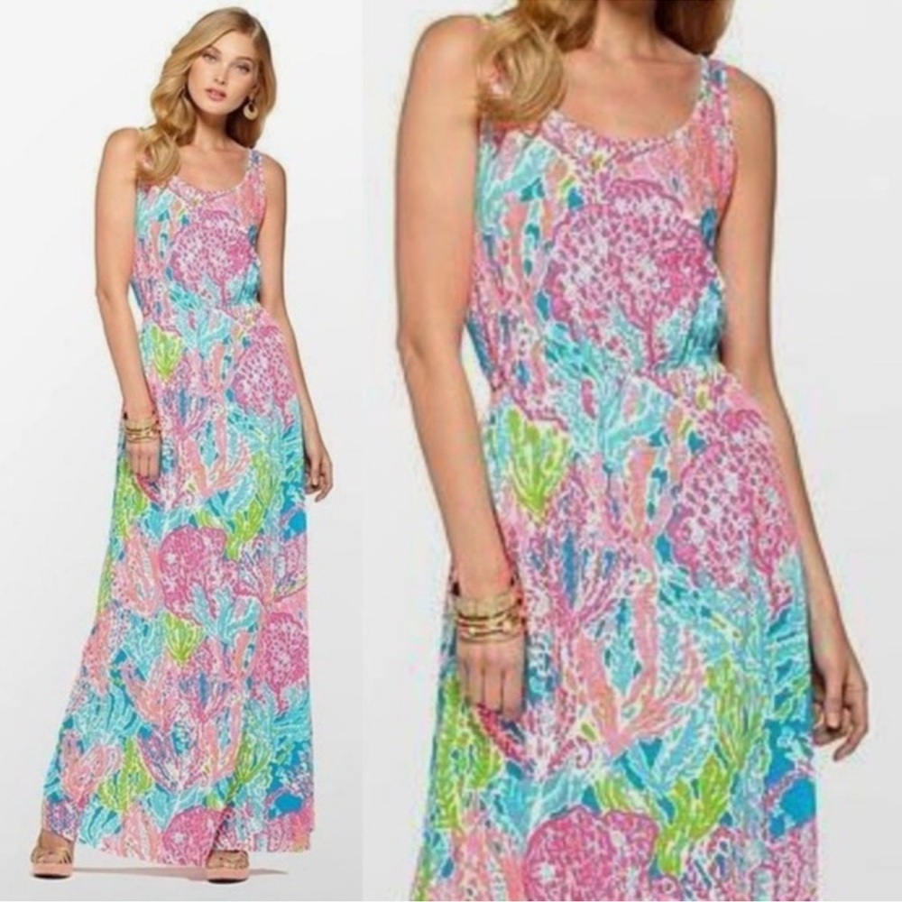 Lilly Pulitzer Bright Floral Tank Lets cha cha Maxi Dress - Picture 3 of 10